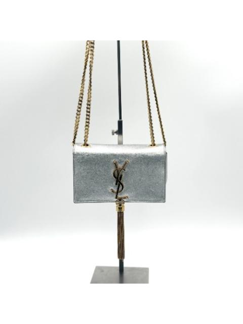 Other Designers Saint Laurent Silver Monogram Tassel Kate Bag Small