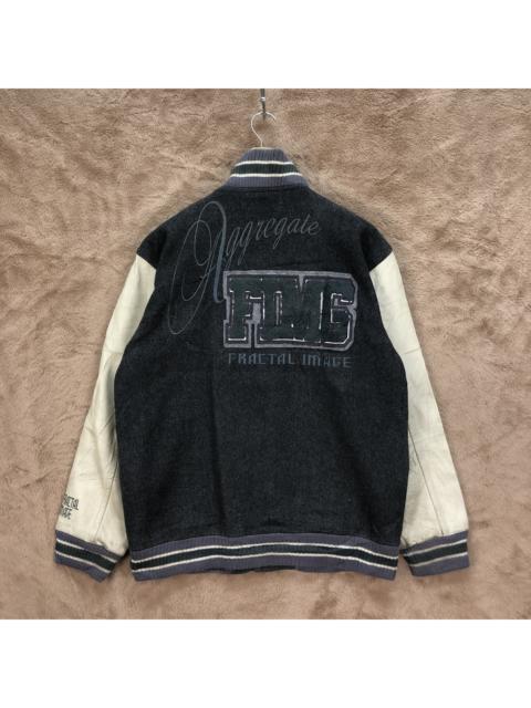 Japanese Brand - FRACTAL IMAGE Aggregate Wool Leather Varsity Jacket #4923-36