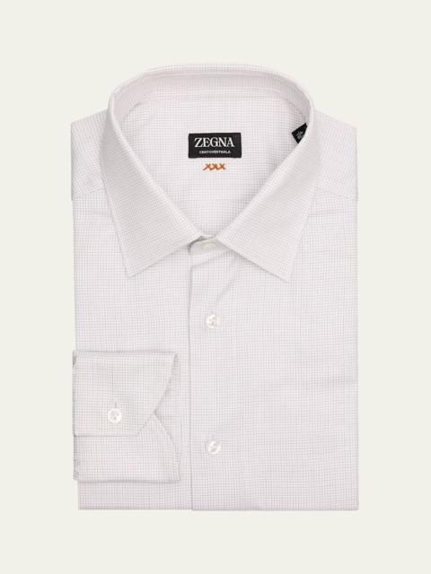 ZEGNA Men's Centoventimila Cotton Micro-Check Dress Shirt