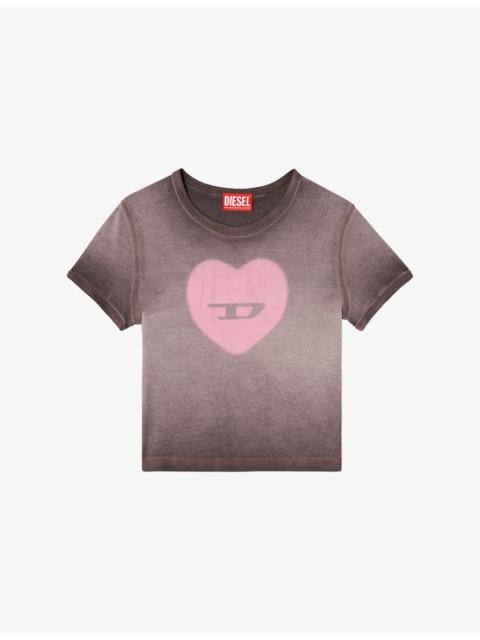 Diesel T-Ele Heart-Print Stretch-Cotton T-Shirt