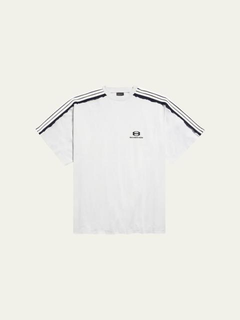 BALENCIAGA Men's Shoulder-Stripe Jersey T-Shirt
