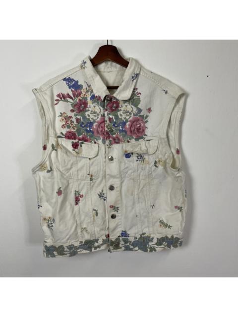 Other Designers Japanese Brand - Vintage Dibari Flowers Designer Sleeveless Denim Jacket