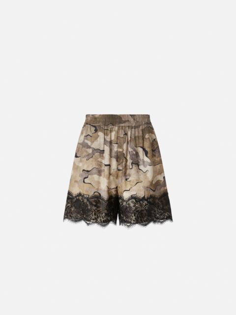 PINKO CAMOUFLAGE SHORTS WITH LACE