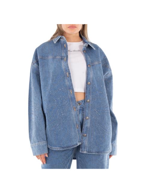 ROTATE Rotate Rhinestone Denim Shirt, Brand Size 38 (US Size 4)