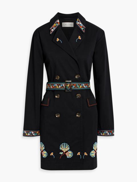 SALONI Summer embellished cotton-blend twill trench coat