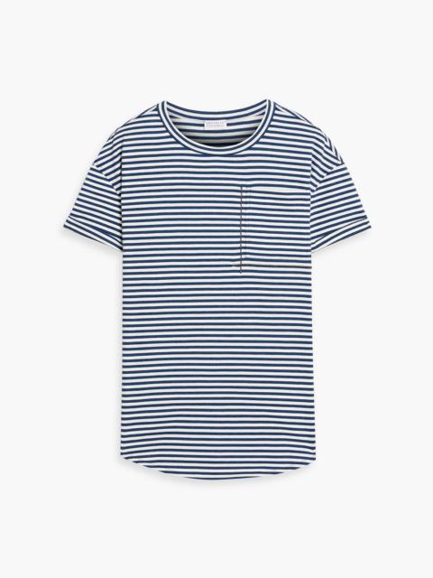 Brunello Cucinelli Bead-embellished striped cotton-jersey T-shirt
