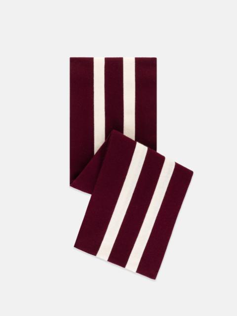 J. PRESS MADE-IN-ENGLAND CRIMSON & DOUBLE WHITE WOOL SCHOOLBOY MUFFLER