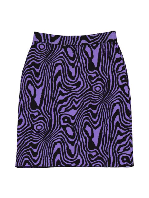 Moschino Ladies Moire Effect Print Cotton Viscose Mini Skirt