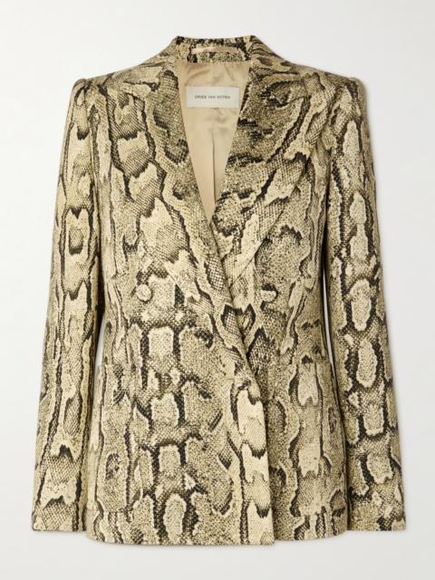 Dries Van Noten Double-breasted Snake-print Woven Blazer