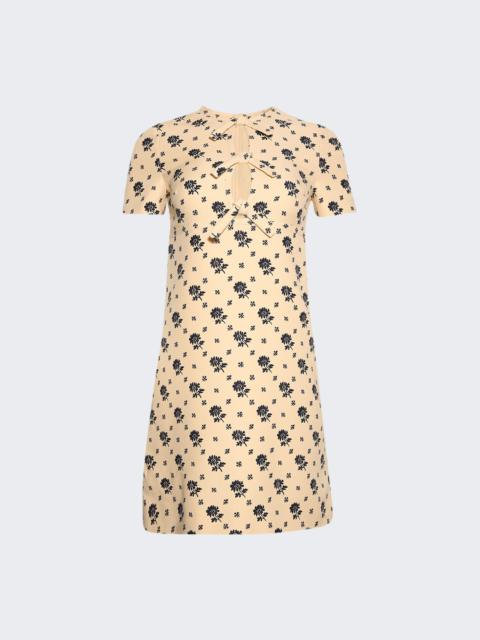 Valentino Short Dress In Crepe Couture Latte And Blu