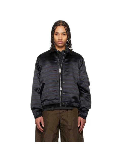 sacai Navy Horizontal Stripe Blouson Bomber Jacket