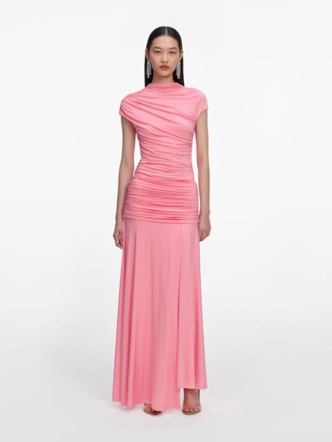 self-portrait Pink Jersey Gathered Maxi Skirt