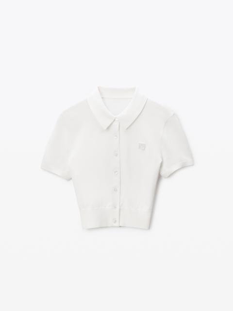 Alexander Wang white logo-emboridered cardigan
