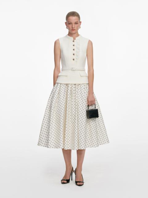 self-portrait Cream Boucle Polka Dot Midi Dress