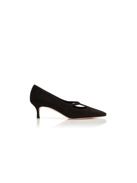 Manolo Blahnik Black Suede Cut Out Detail Pumps