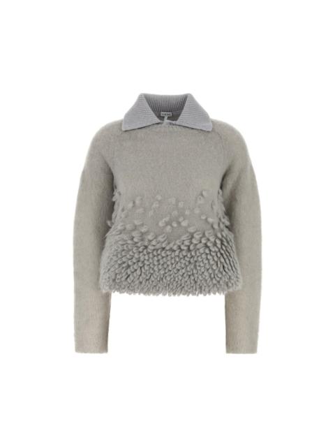 Loewe LOEWE Gray Mohair Blend Polo Shirt New & Authentic (Women's