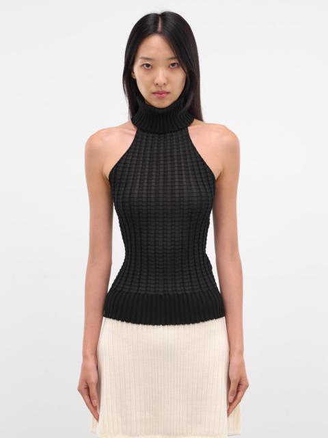 A. ROEGE HOVE Alba Black Ribbed Halter Turtleneck