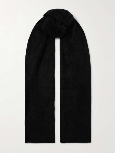 Brushed cashmere scarf Black
