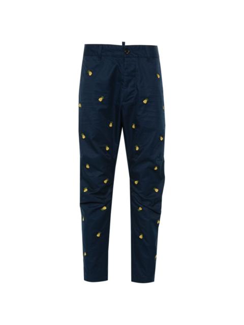 DSQUARED2 pineapple-embroidered tapered trousers