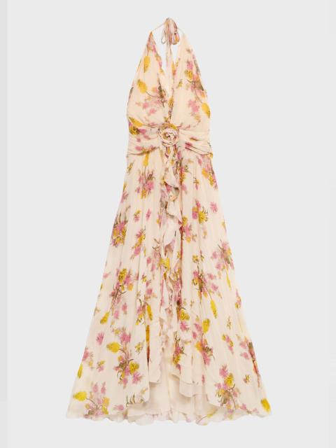 Blumarine LONG GEORGETTE DRESS WITH ROSE PRINT