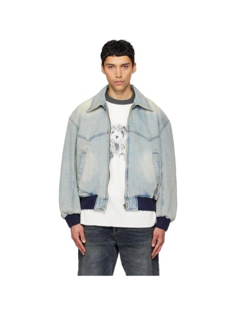We11done Blue Western Harrington Denim Jacket