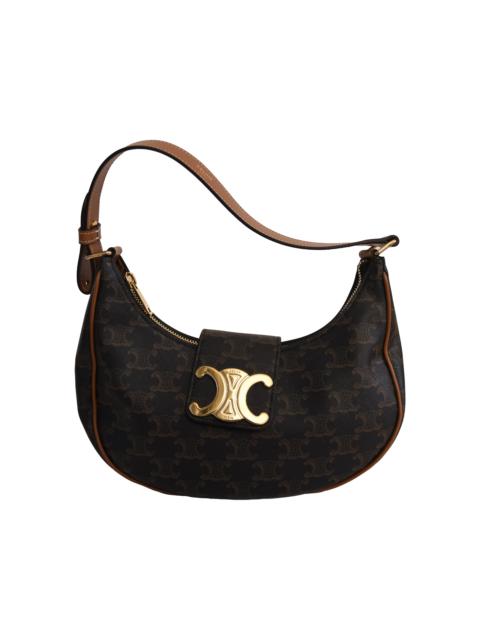 CELINE Celine Medium Ava Triomphe Canvas Calfskin Shoulder Bag Tan