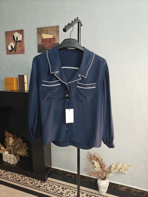 Miu Miu Miu Miu Navy Blue Silk Shirt