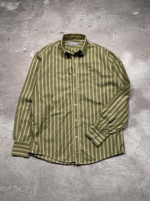 SAINT LAURENT Vintage 90s Yves Saint Laurent Logo Striped Shirt Button Up