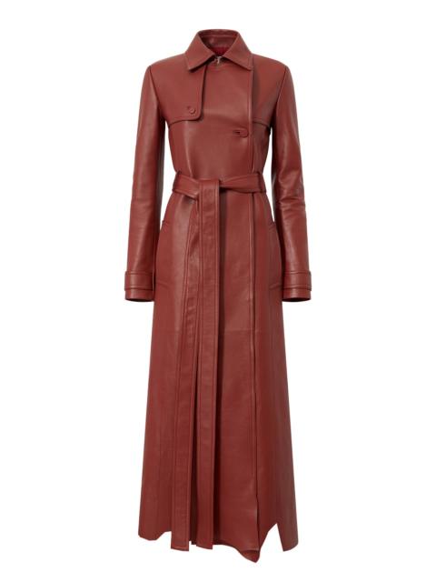GABRIELA HEARST Pavel Raw Cut Trench Coat in Burnt Sienna Soft Leather