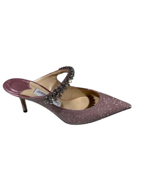 JIMMY CHOO Jimmy Choo Bing Crystal Strap Glitter Mules