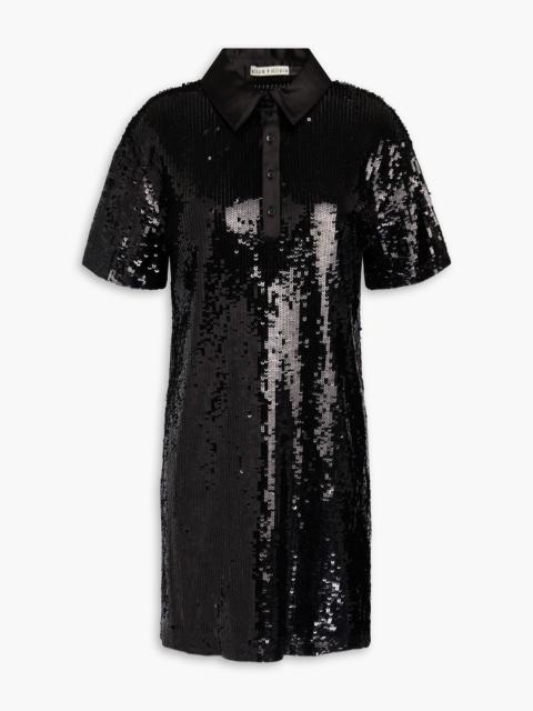 Alice + Olivia Treva sequined stretch-tulle mini shirt dress