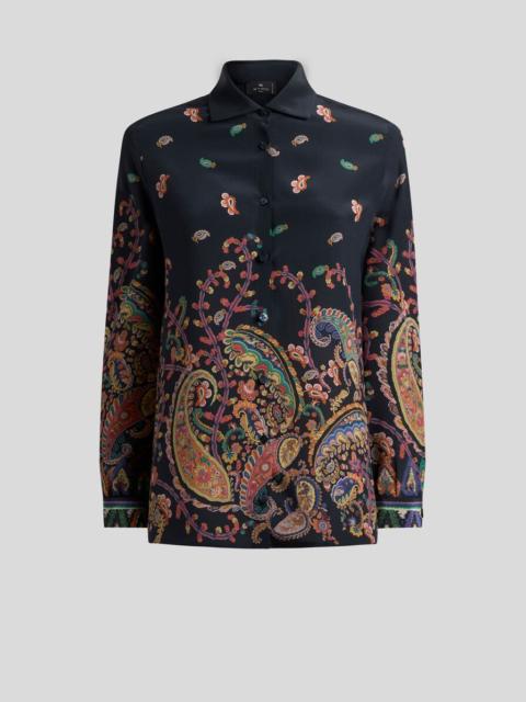 Etro SILK SHIRT WITH PLACED FLORAL PAISLEY PRINT
