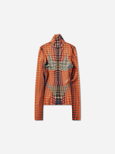 Jean Paul Gaultier Women's Re-Edition Dots Mesh Top Orange