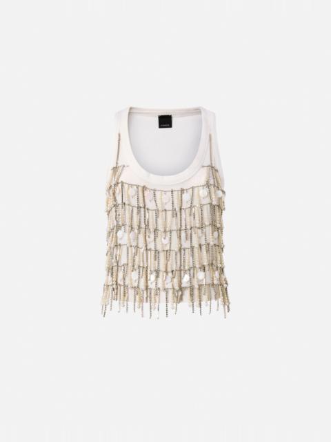 PINKO TOP WITH RHINESTONES AND JEWEL CHAIN
