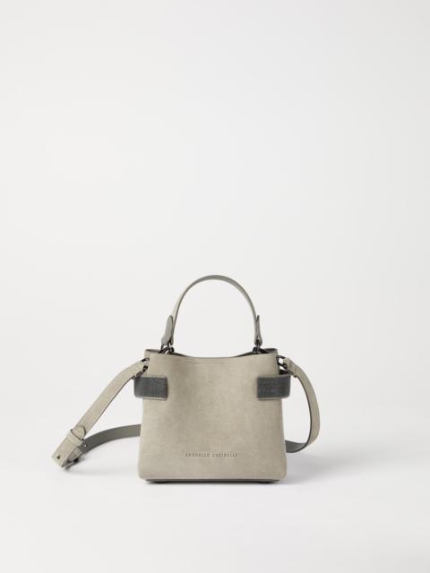 Brunello Cucinelli Essence small top-handle bag in suede with precious bands