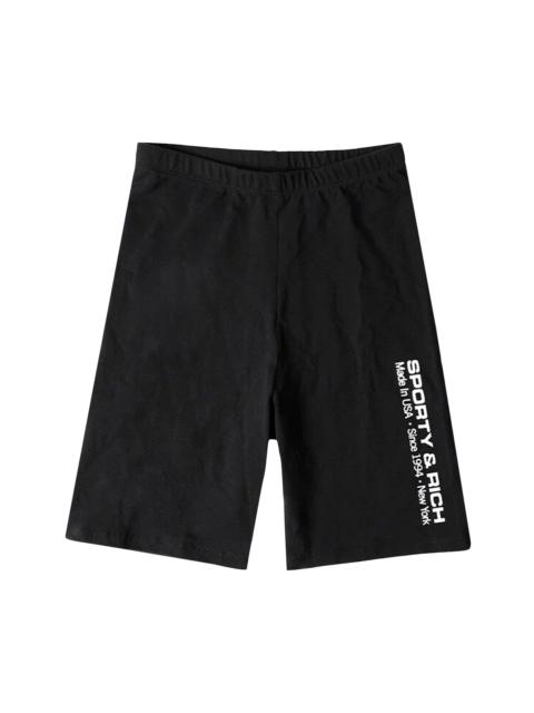 Sporty & Rich Logo Printed Fitted Shorts 'Black/White'