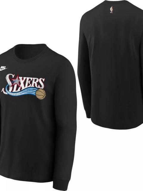 Nike Nike Youth Philadelphia 76ers Hardwood Classics Black Wordmark Long Sleeve Shirt