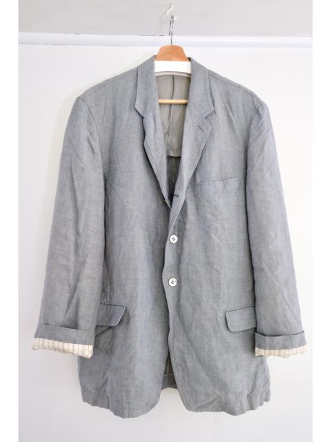 1980s-90s Linen Single-Breasted 3B Jacket with Flap Pockets