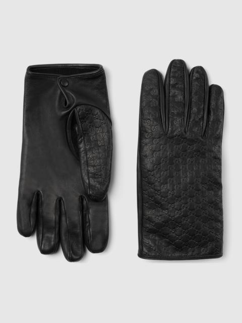 GUCCI Embossed GG leather gloves