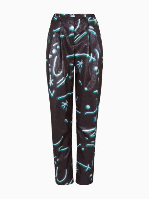 EMPORIO ARMANI Lurex trousers with pleats with all-over Starry Sky print