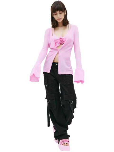 Blumarine PINK WOOL CARDIGAN WITH BRA