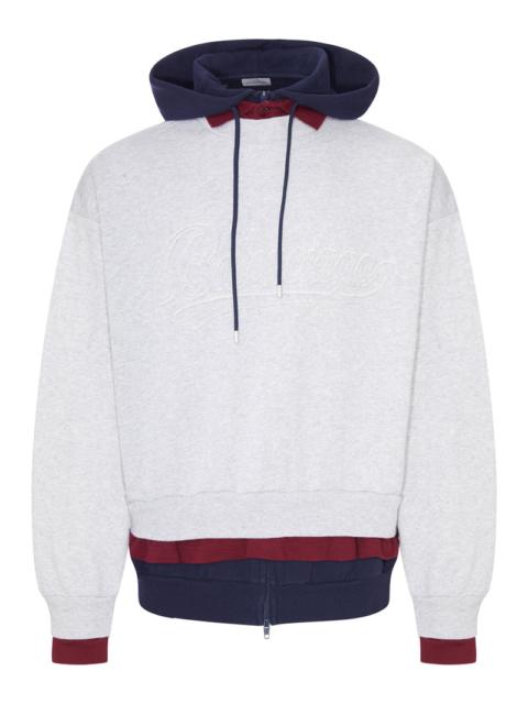 BALENCIAGA Balenciaga Men Layered Dry Molleton Hoodie With Frayed Lettering