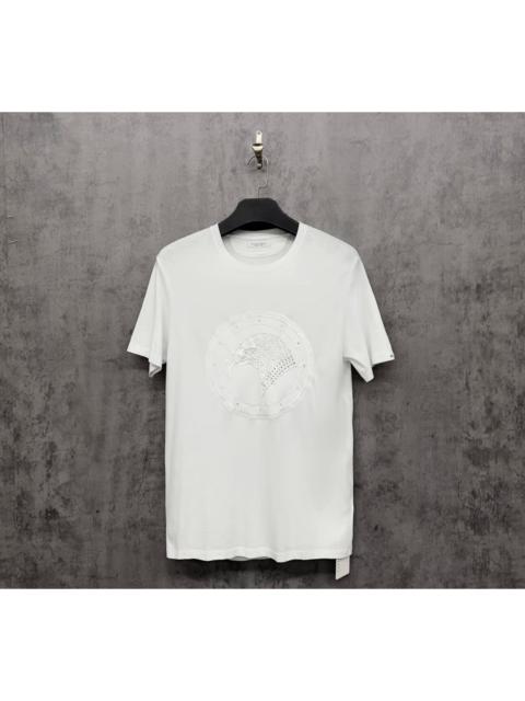 Other Designers Stefano Ricci Short-Sleeve Shirt with Classic Crystal-Embellished Eagle Head Embroidery