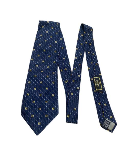 FENDI Fendi Navy Blue Logo Patterned Jacquard Silk Tie