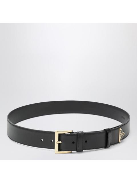 Prada Prada Black Leather Belt With Triangle Logo Women