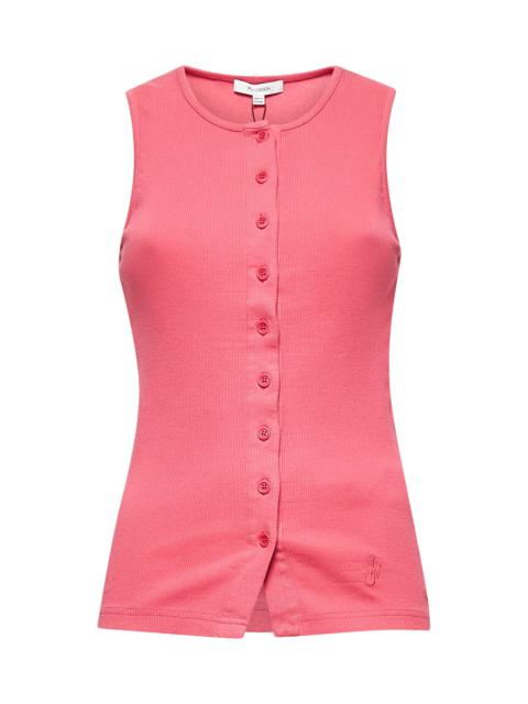 JW Anderson Pink ribbed cotton logo tank top