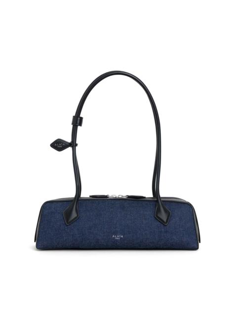 Alaïa Le Teckel Medium Denim Shoulder Bag dark wash