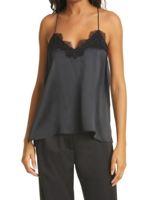 CAMI NYC CAMI NYC The Racer Lace Trim Silk Camisole in Black at Nordstrom