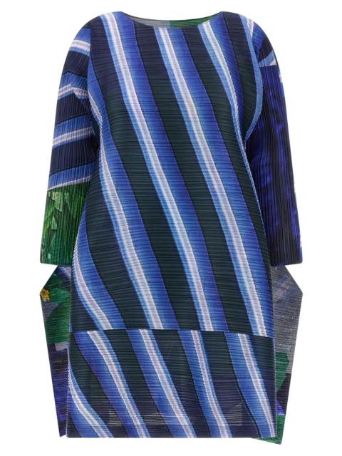 Pleats Please Issey Miyake City Collage Dresses Blue