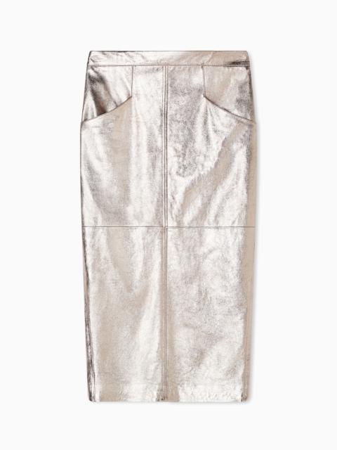 GIORGIO ARMANI LAMINATED LEATHER SKIRT